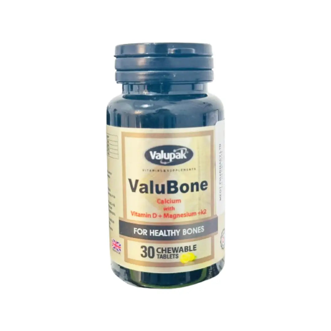 Valupak ValuBone Chewable Tablets 30 Count – Calcium, Vitamin D, Magnesium & K2 Supplement for Daily Nutritional Support