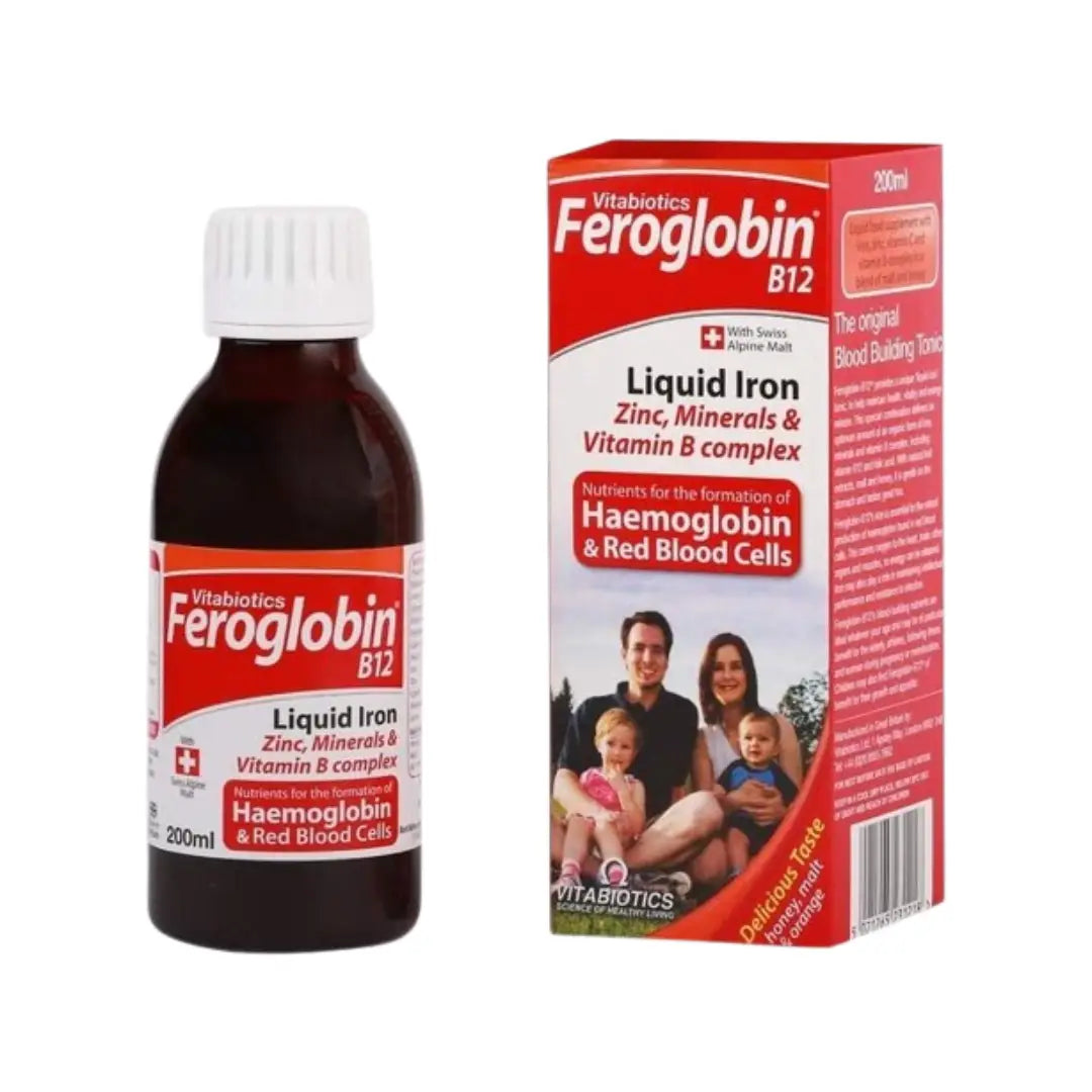Vitabiotics Feroglobin B12 Syrup 200ml iron and vitamin B12 supplement for energy and vitality