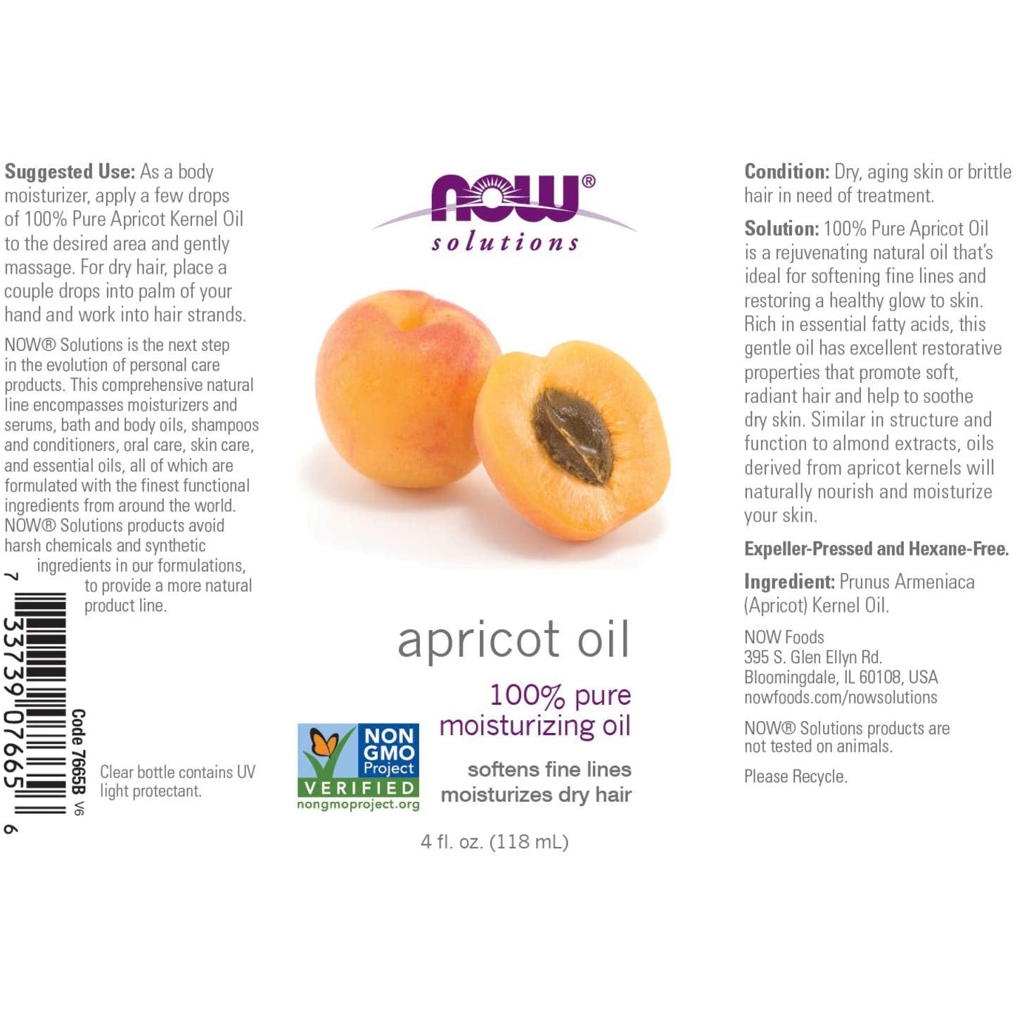 NOW Solutions Apricot Kernel Oil 4 oz 100% pure - Med7 Online