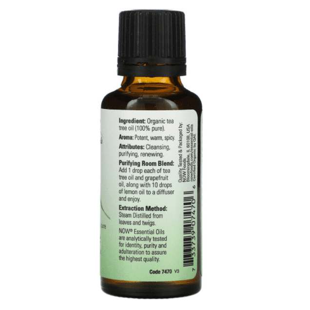 Now Foods, Organic Essential Oils, Tea Tree, 1 fl oz (30 ml) - Med7 Online