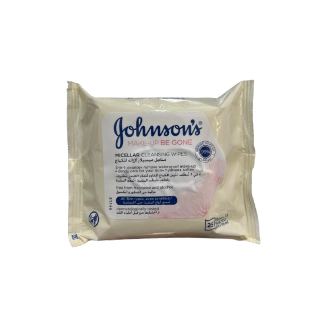 JOHNSON'S MAKE-UP BE GONE MICELLAR CLEANSING WIPES FOR ALL SKIN TYPE 25's