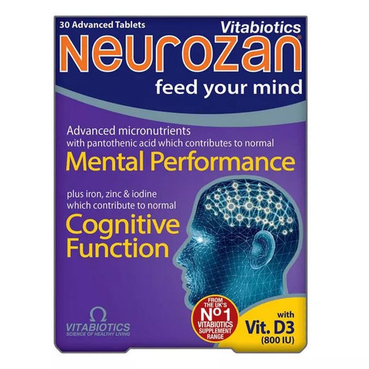 Vitabiotics Neurozan Mind Booster Supplement Tablets For Healthy Mental & Cognitive Function, Pack of 30's