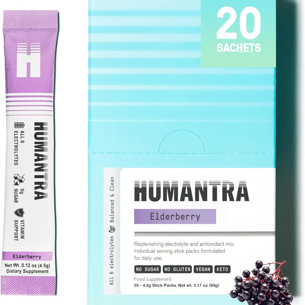 Hydration Packets | Zero Sugar Electrolyte Hydration Multiplier,Immune & Metabolic Functions | Electrolytes Powder (20 count, Elderberry)