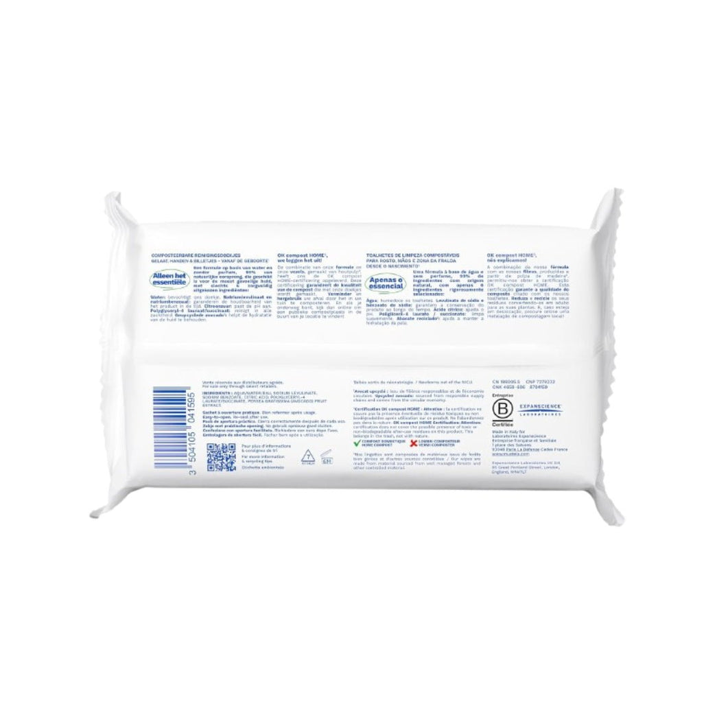 Mustela Home Compostable Cleansing Water Wipes For Sensitive Skin 60's