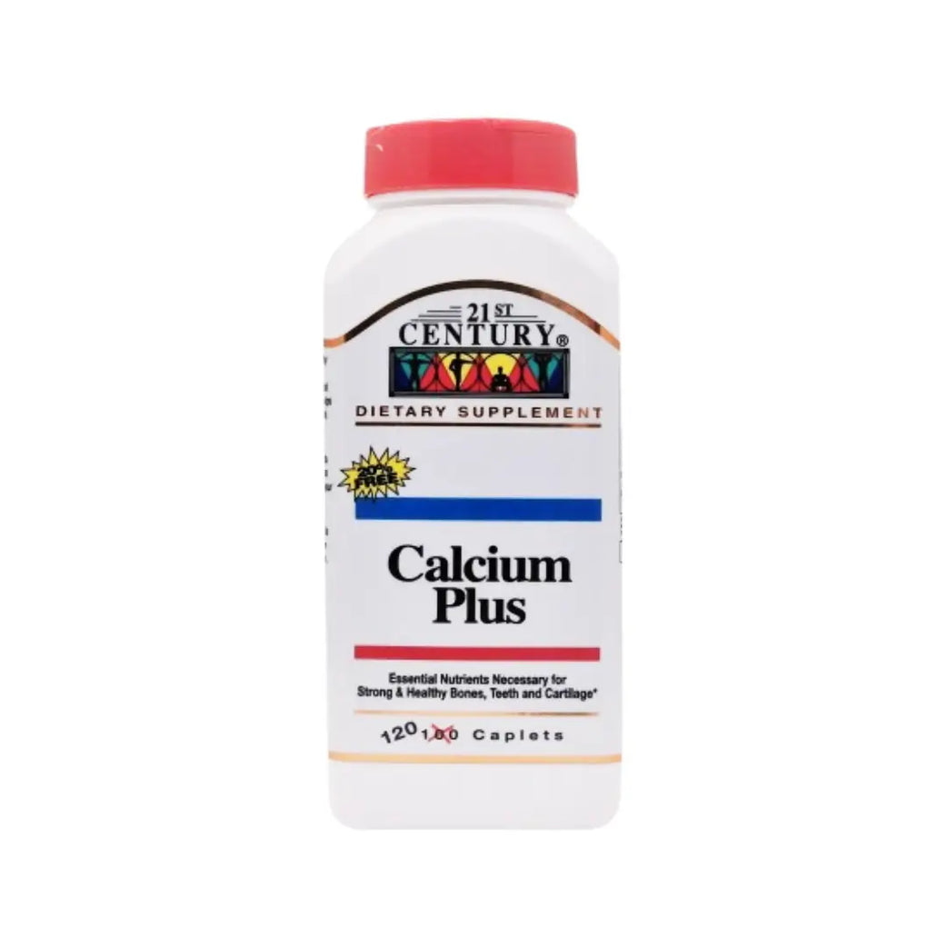 21st Century Calcium Plus caplet bottle for bone and teeth wellness
