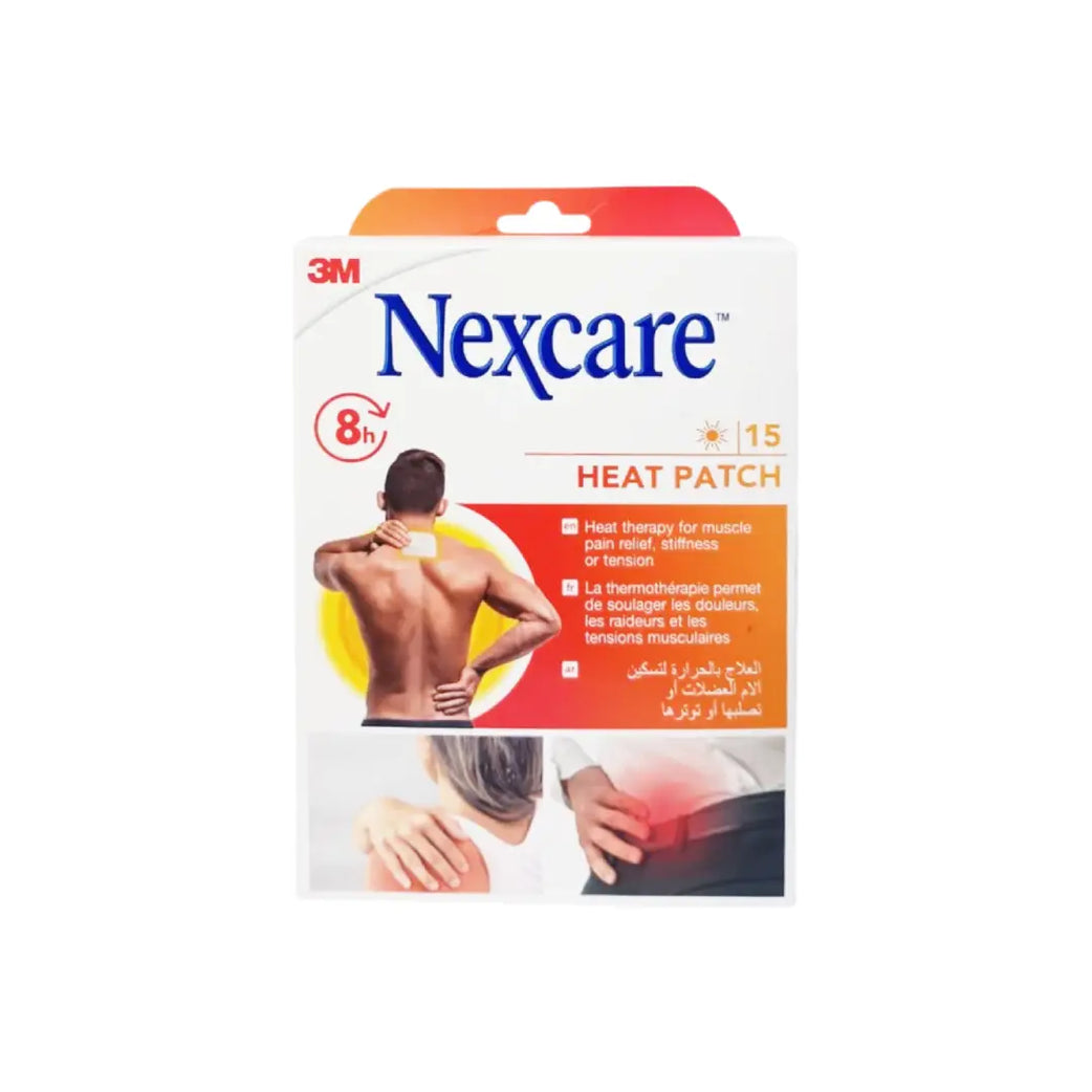 3M Nexcare Heat Patch 15 pack self-heating patches for muscle and joint comfort, providing long-lasting warming relief for back, neck, and shoulder use.