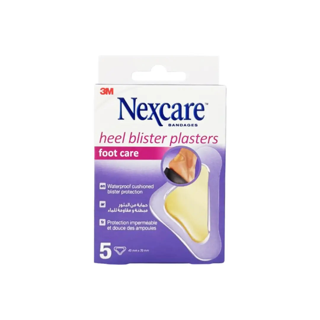 3M Nexcare Heel Blister Plasters 5 count box front view