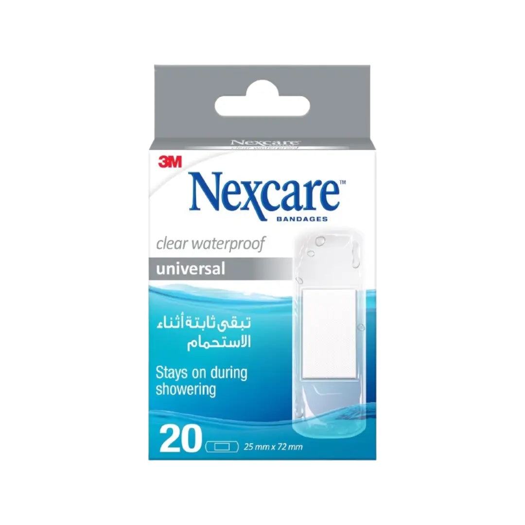 3M Nexcare Clear Waterproof Bandages 20s CWP-20 - Transparent Waterproof Adhesive Bandages