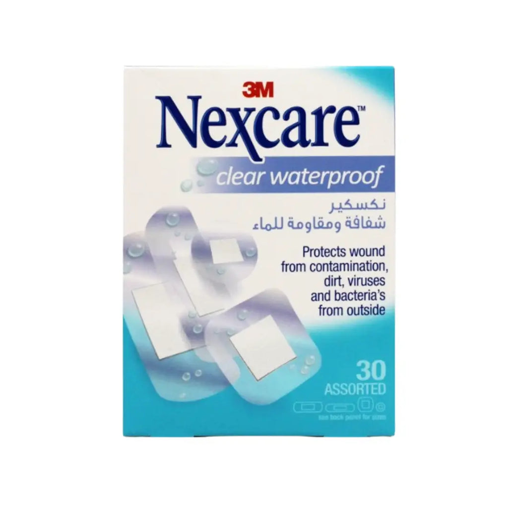 3M Nexcare Clear Waterproof Bandages 30s CWP-30 - Transparent Waterproof Adhesive Bandages