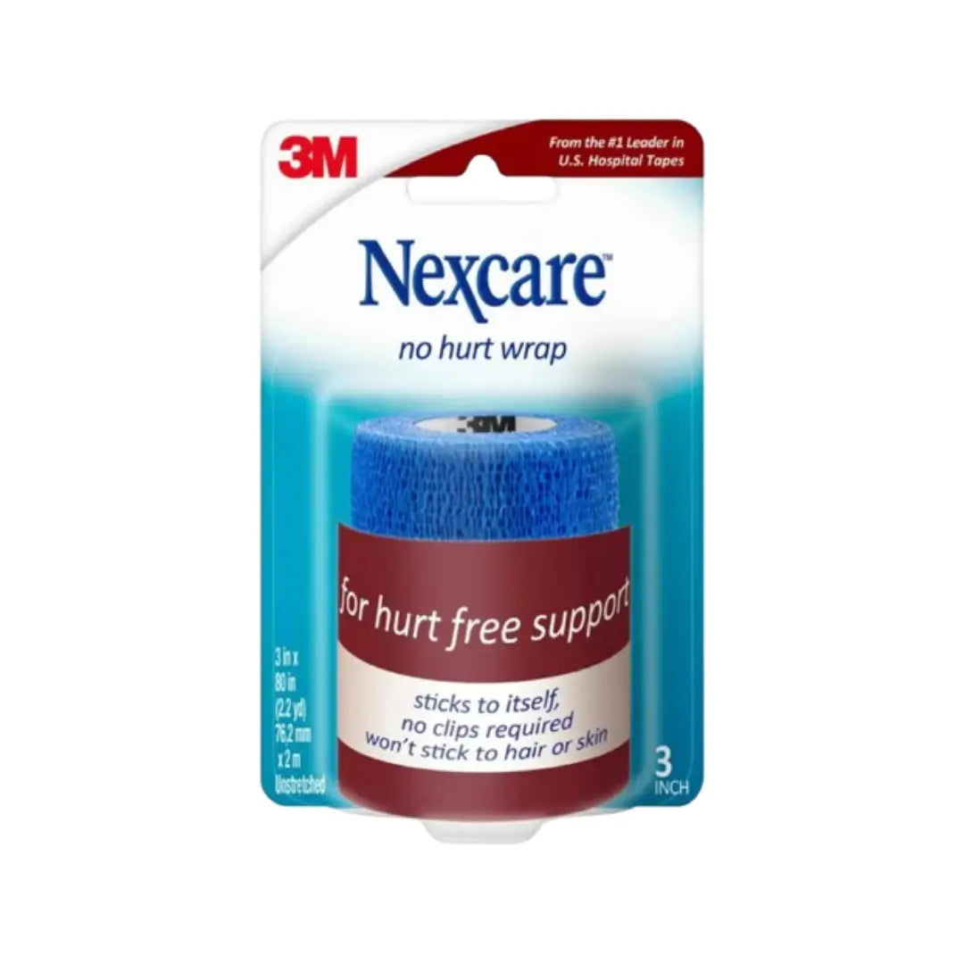 3M Nexcare No Hurt Wrap Blue - Self-Adhering Compression Wrap 3in x 2.2yd