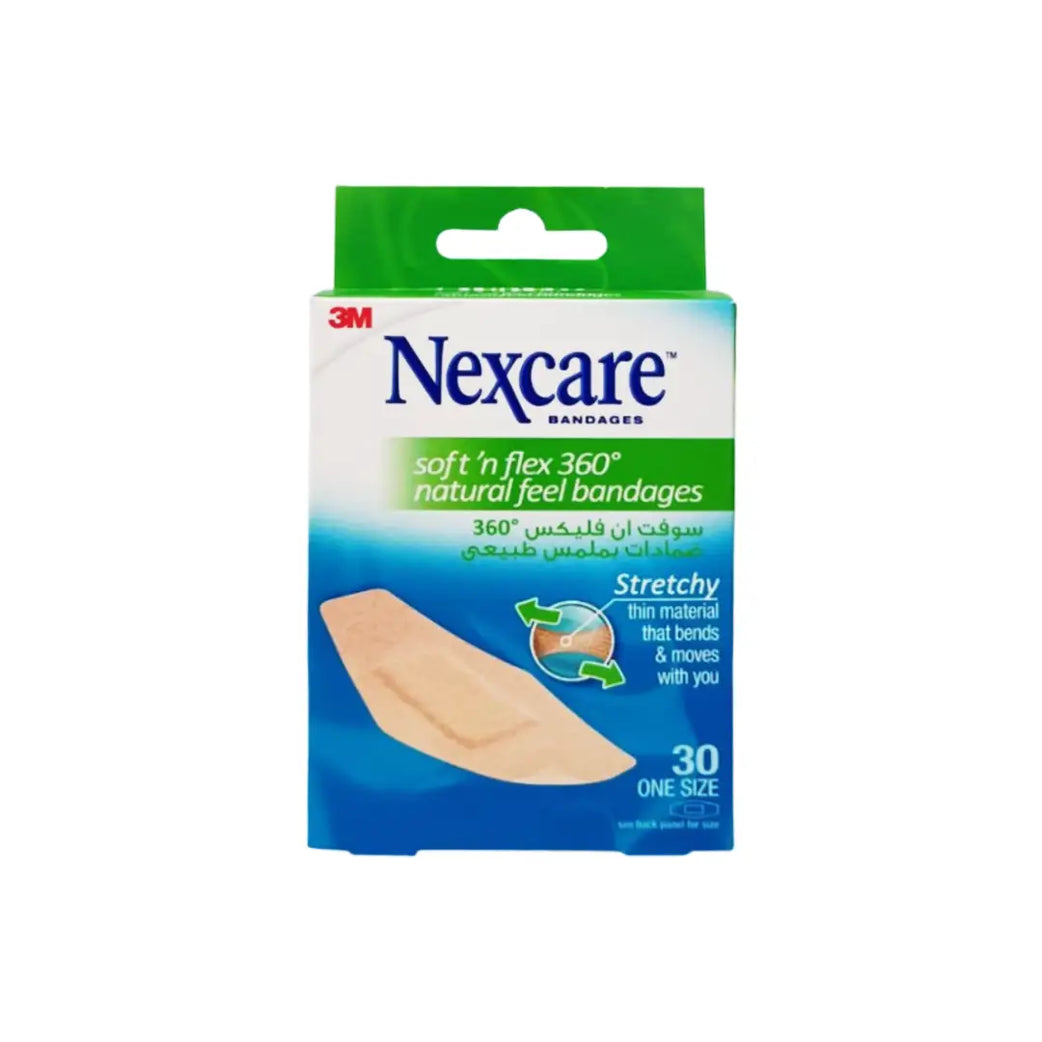 3M Nexcare Soft N Flex Natural Feel Bandages 30 count box front view