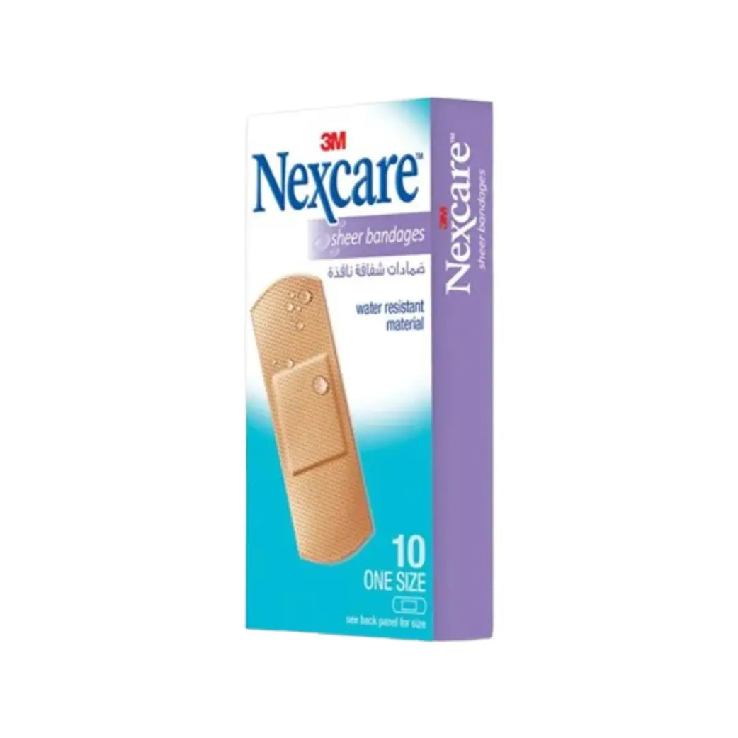 3M Nexcare Water Resistant Sheer Bandages 10s 656-10 - Flexible Adhesive Bandages for Minor Cuts & Scrapes
