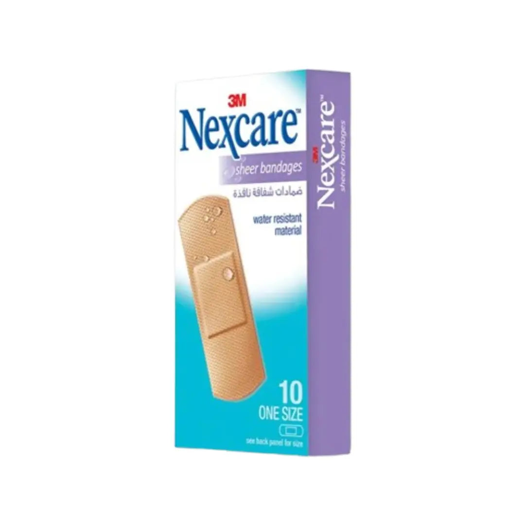 3M Nexcare Water Resistant Sheer Bandages 10s 656-10 - Flexible Adhesive Bandages for Minor Cuts & Scrapes