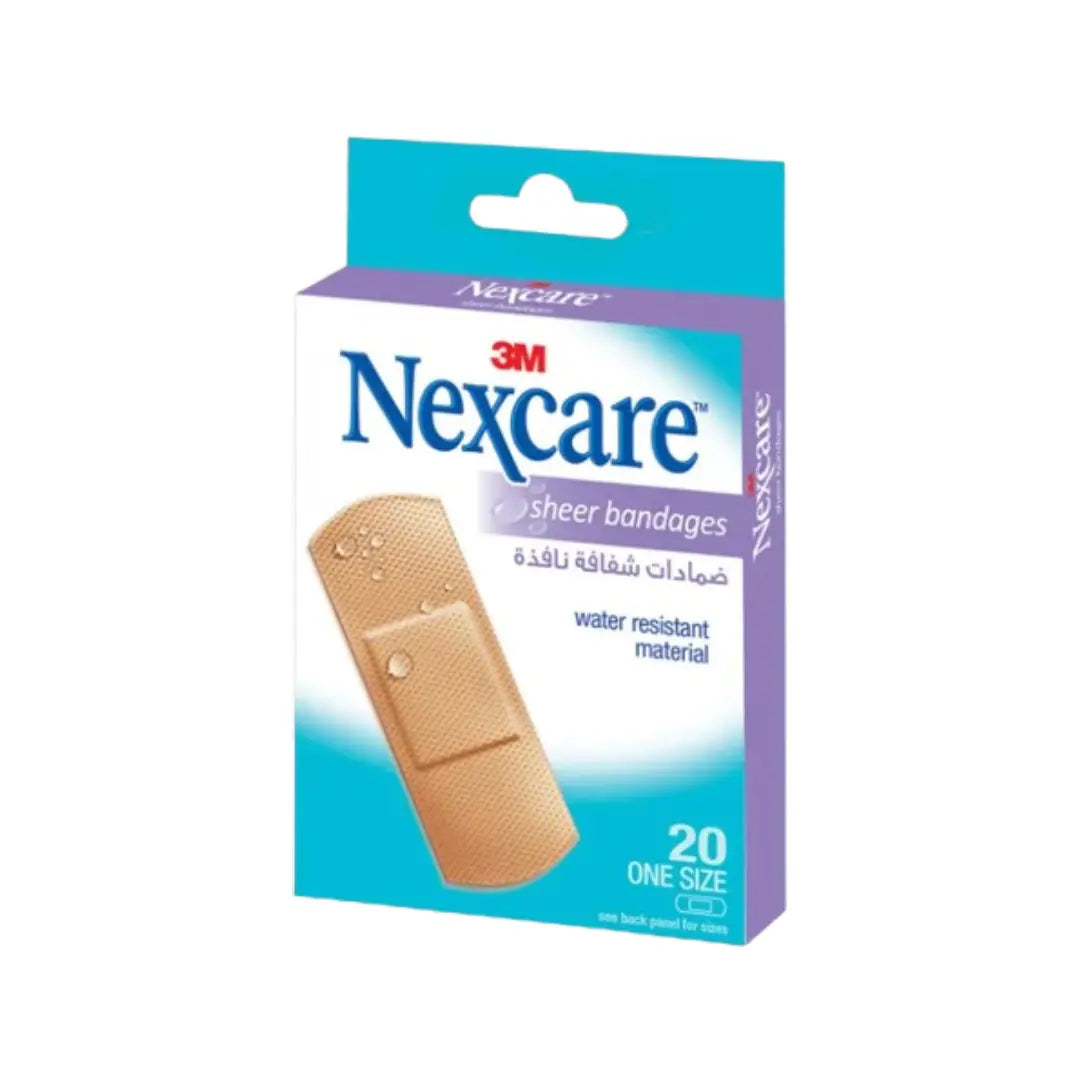 3M Nexcare Water Resistant Sheer Bandages 20s 656-20 - Flexible Adhesive Bandages for Minor Cuts & Scrapes