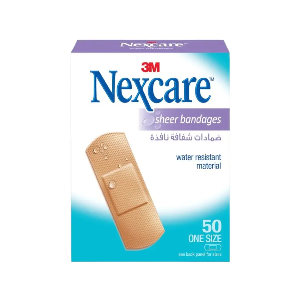 3M Nexcare Water Resistant Sheer Bandages 50s 656-50 - Flexible Adhesive Bandages