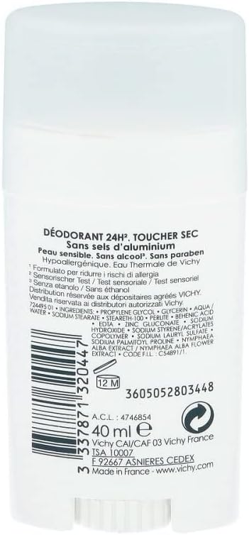 VICHY DEO soin deodorant sans aluminium 24h stick 40 ml