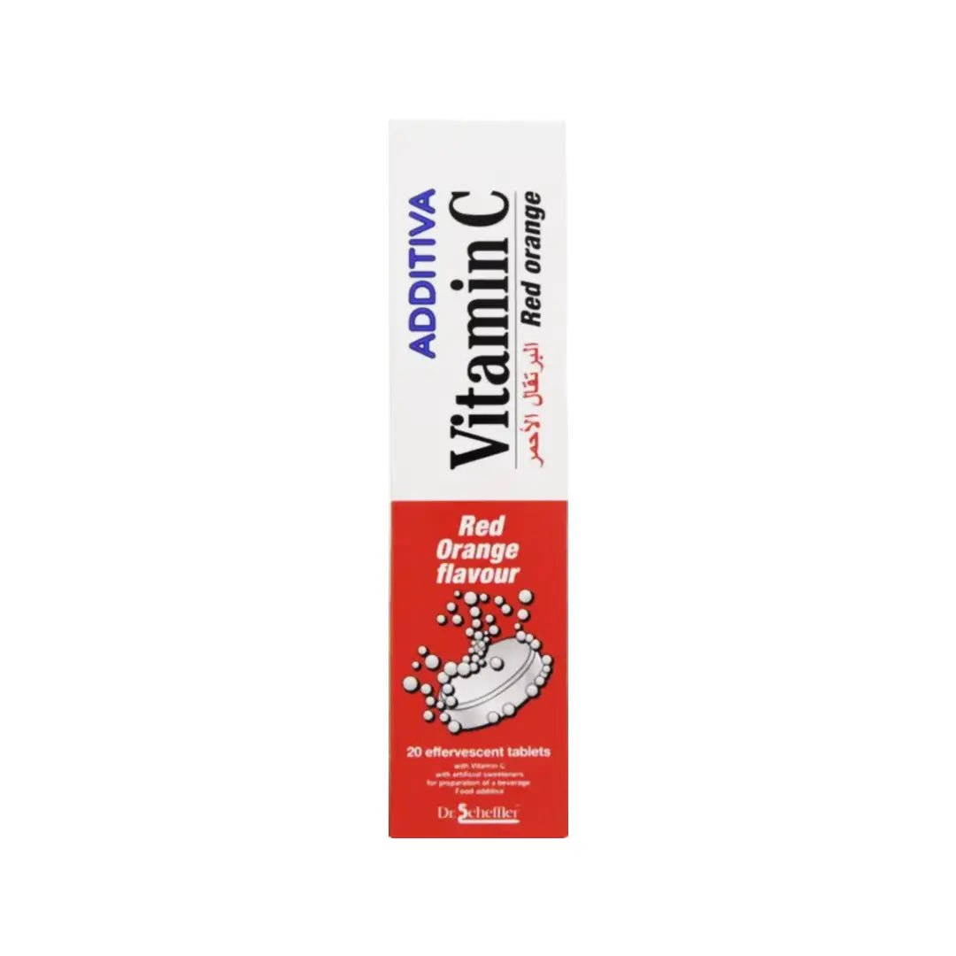 Additiva Vitamin C Red Orange Effervescent Tablets 20s Immune support and antioxidant supplement in fizzy orange flavor