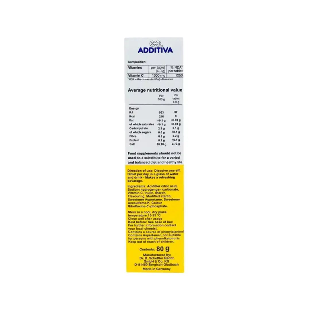 ADDITIVA Vitamin C Lemon Effervescent Tablets 20s