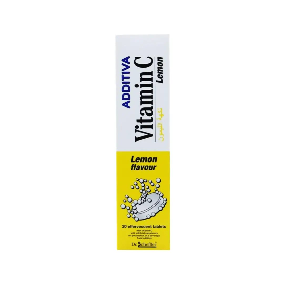Additiva Vitamin C Lemon Effervescent Tablets 20s Immune support and antioxidant supplement in fizzy lemon flavor