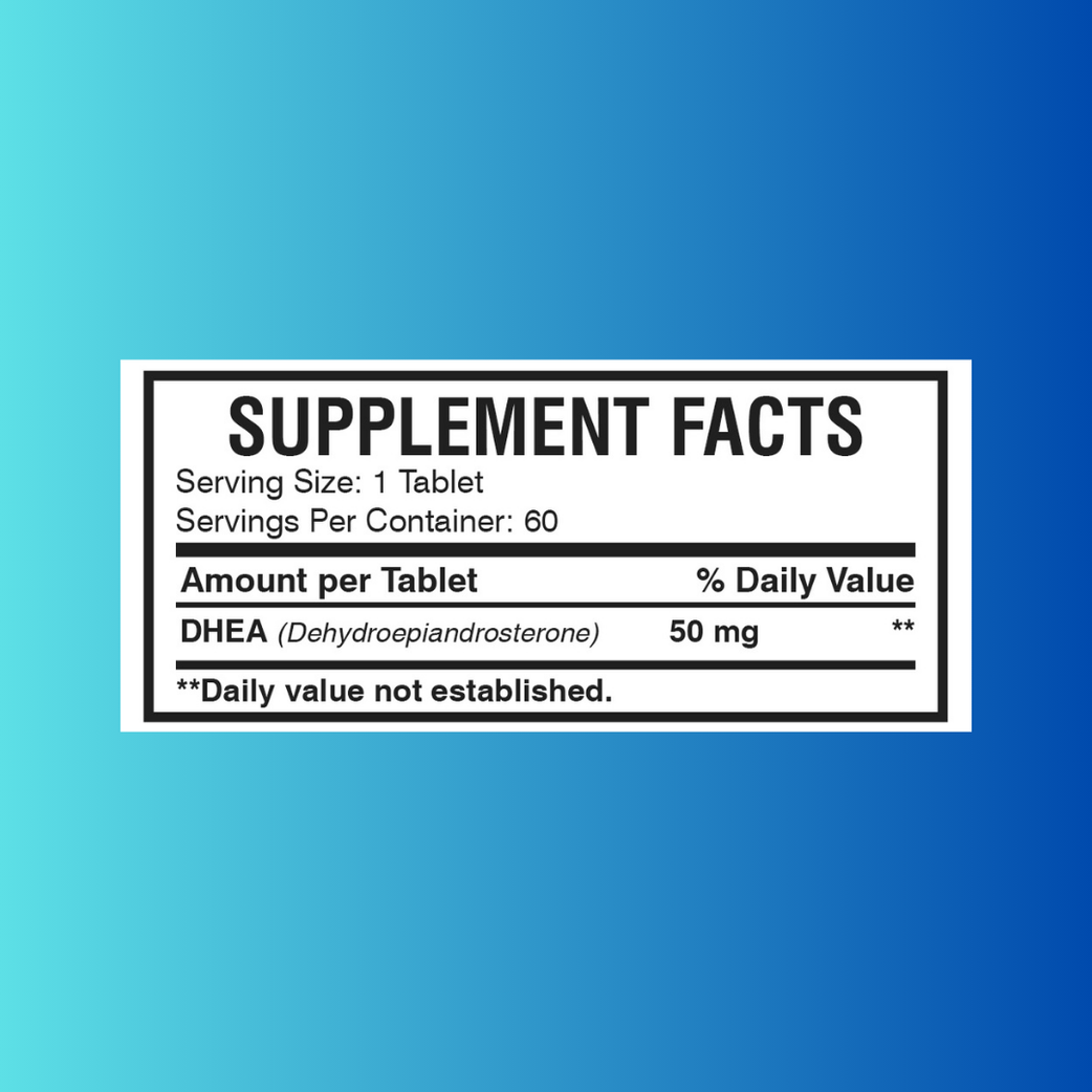 AMS DHEA 50mg Tablets 60s provide 50 mg of DHEA