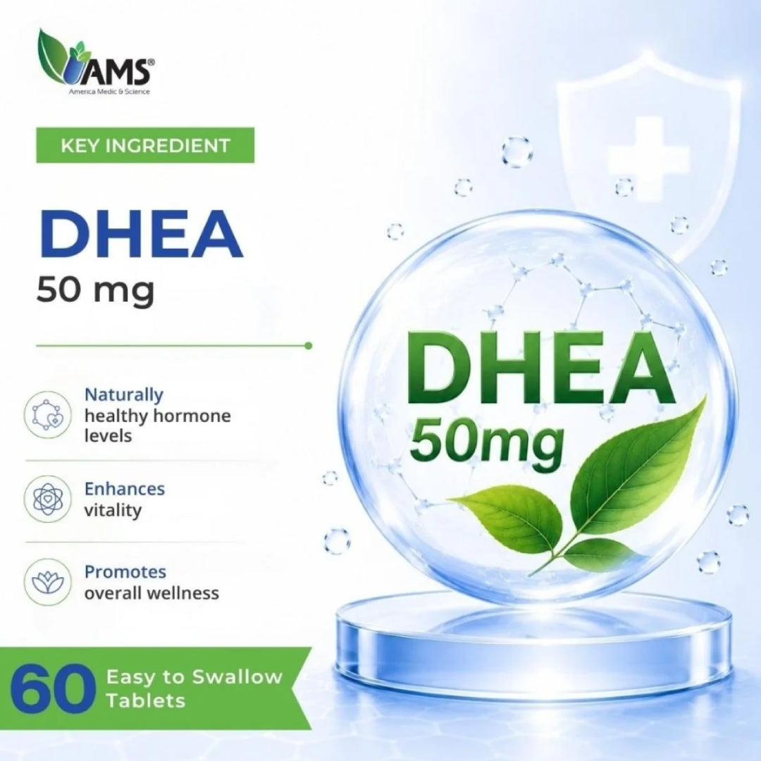 AMS DHEA 50mg Tablets 60s provide 50 mg of DHEA