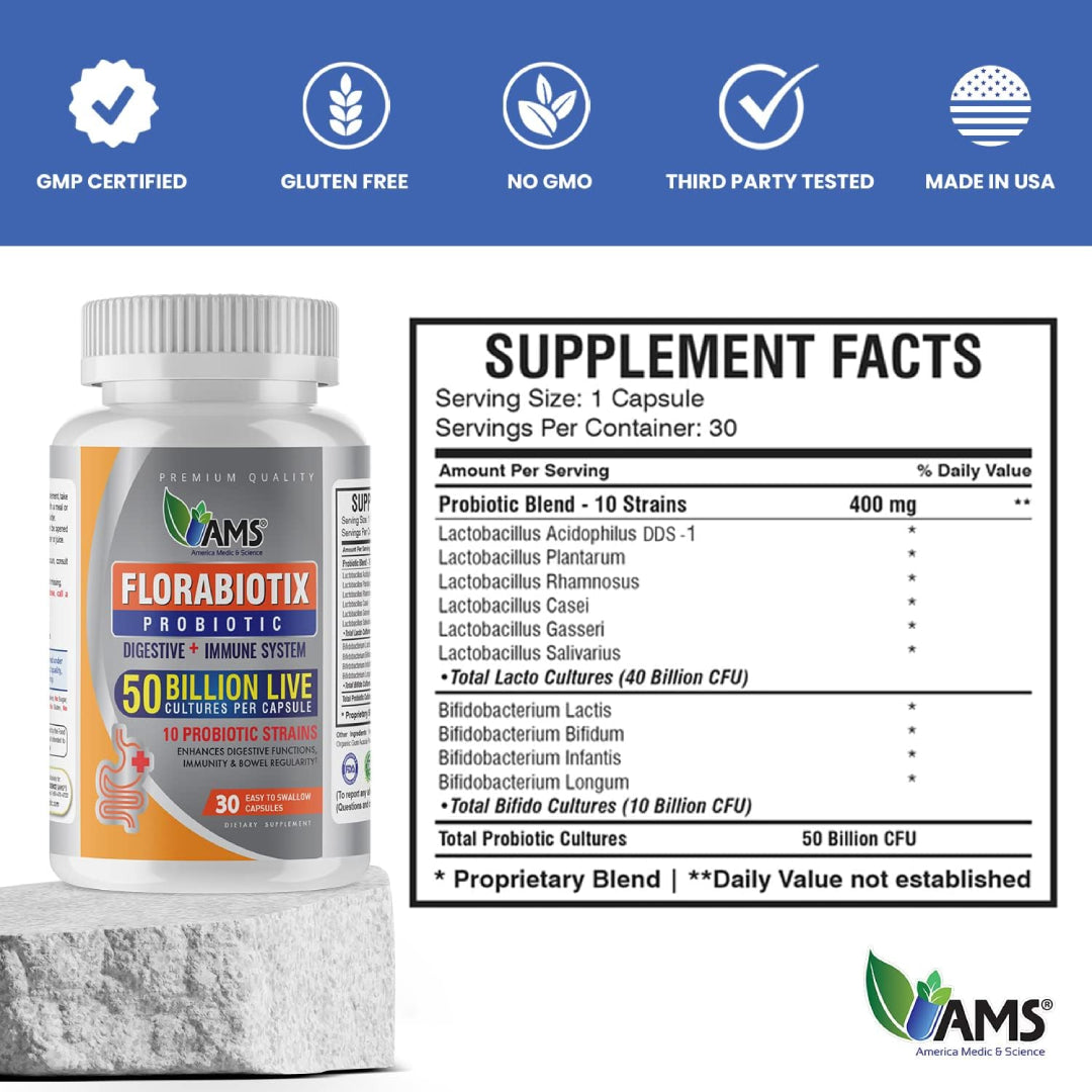 AMS FLORABIOTIX PROBIOTIC 50 BILLION CAP 30s