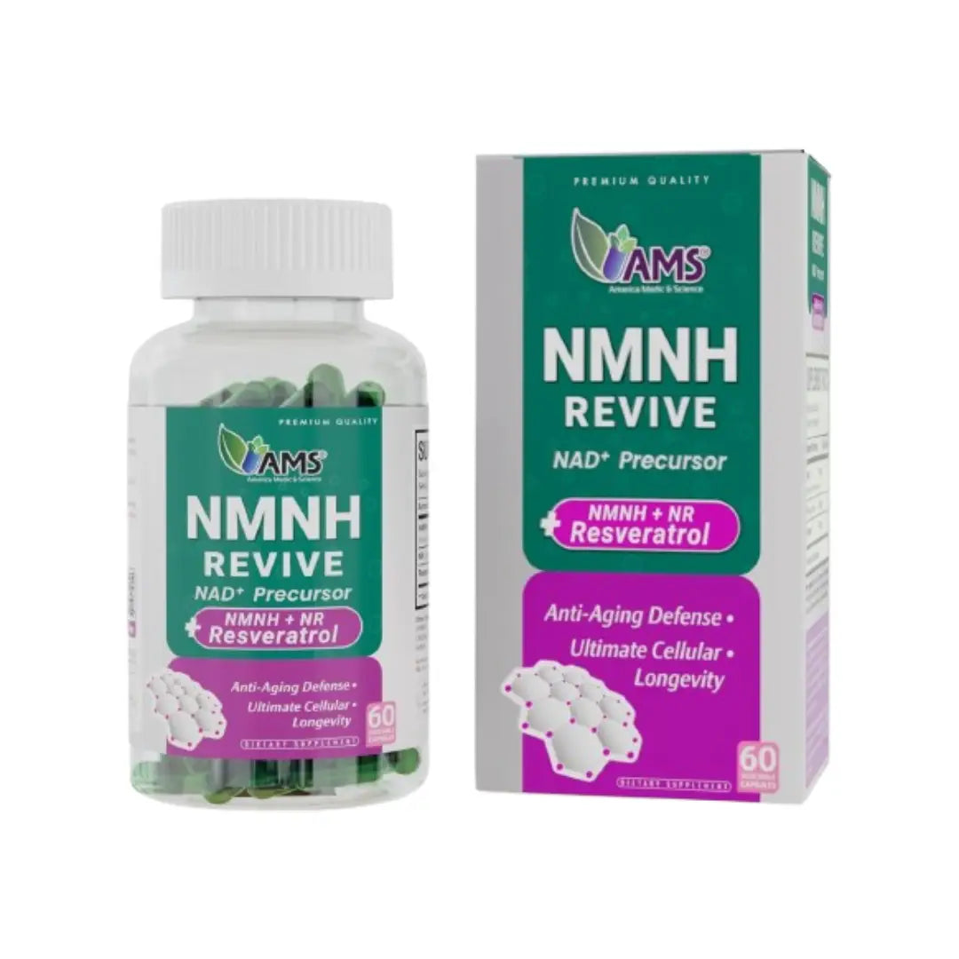 AMS NMNH Revive Capsules 60 Count – NAD+ Precursor Formula with NMNH, NR & Resveratrol