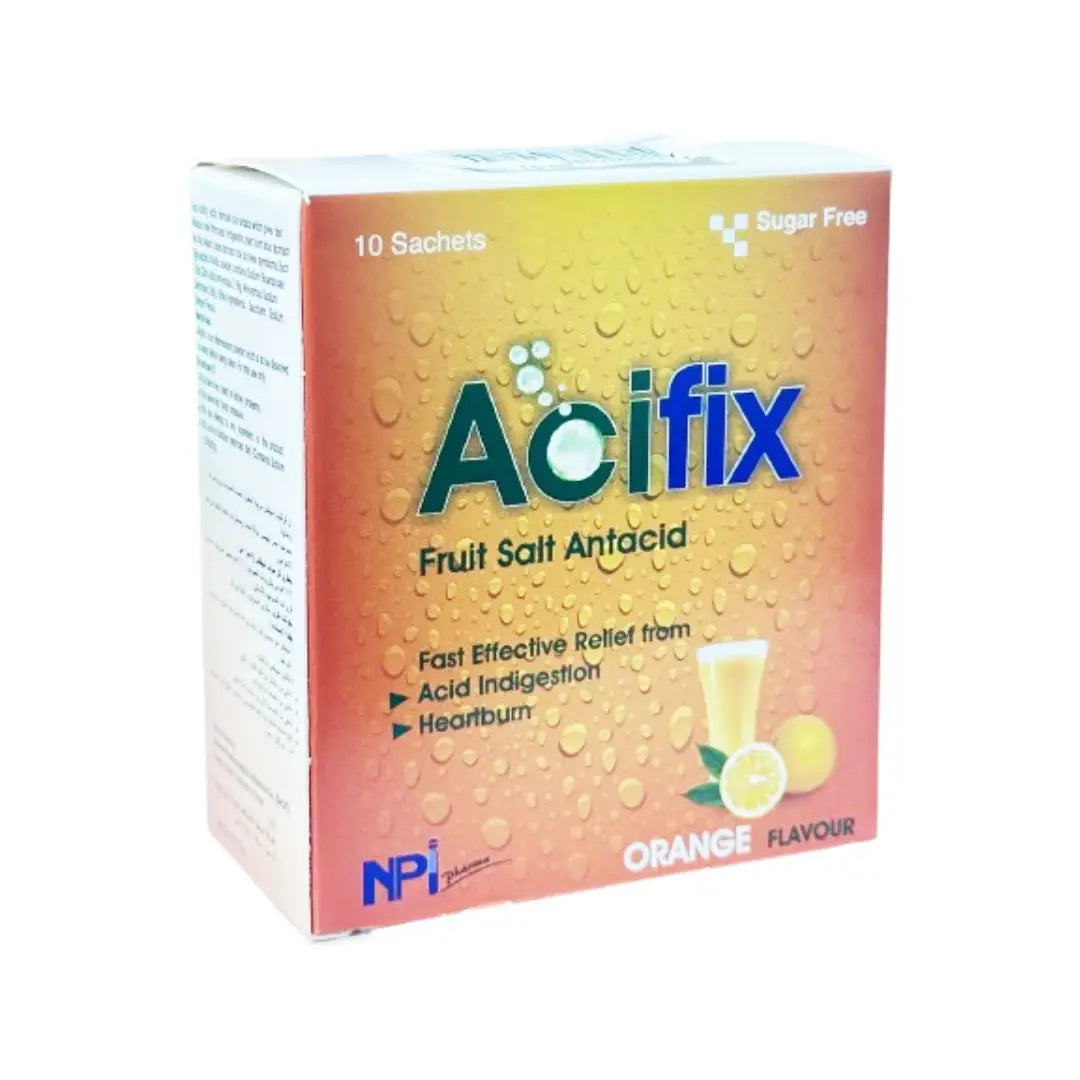 Acifix Antacid Orange Sachet 10s | Fast-Acting Antacid for Acidity & Heartburn Relief | Orange Flavour