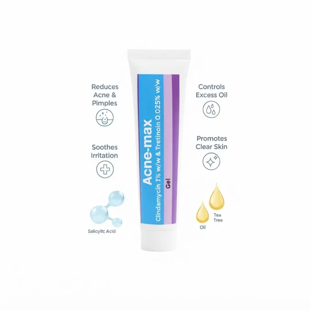 Acne-Max Gel 30g – Clindamycin Phosphate & Tretinoin Topical Gel