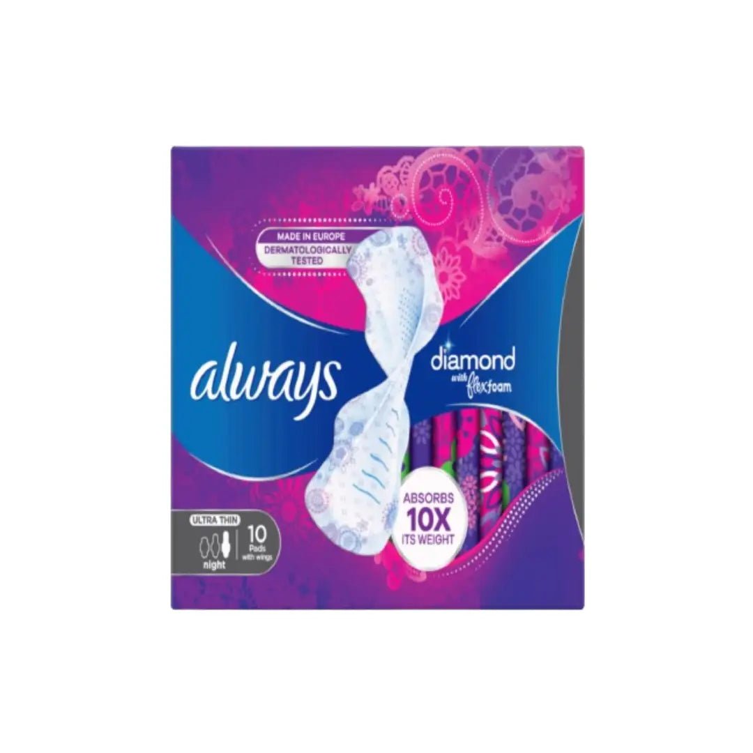 Always Diamond Ultra Thin Night With Wings Pad 10s