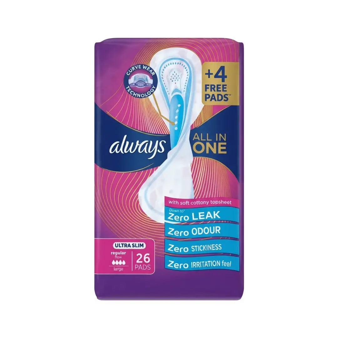 Always All In One Ultra Slim Pads Large 26s – Comfortable Sanitary Pads with Reliable Protection