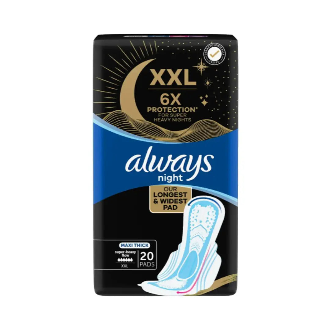 Always DreamZ Maxi Thick Heavy Night XXL Pads 20s – Extra Large Overnight Menstrual Pads for Heavy Flow Protection