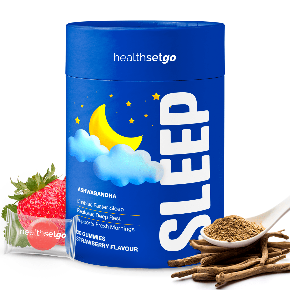 HealthSetGo Sleep Gummies 5mg Melatonin & Ashwaghandha  30 Pack
