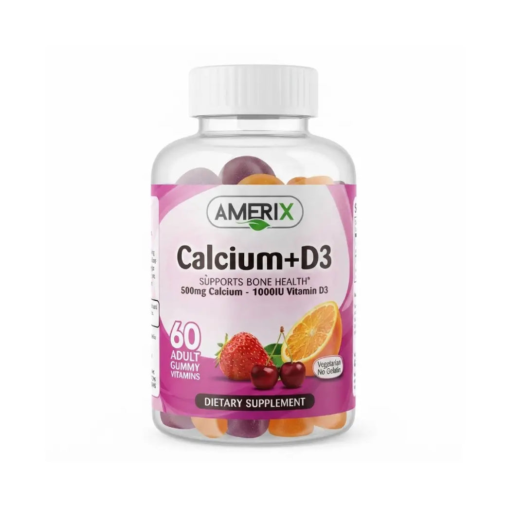 Amerix Calcium + Vitamin D3 Adult Gummies 60s – Calcium Supplement Gummies for Bone & Teeth Health