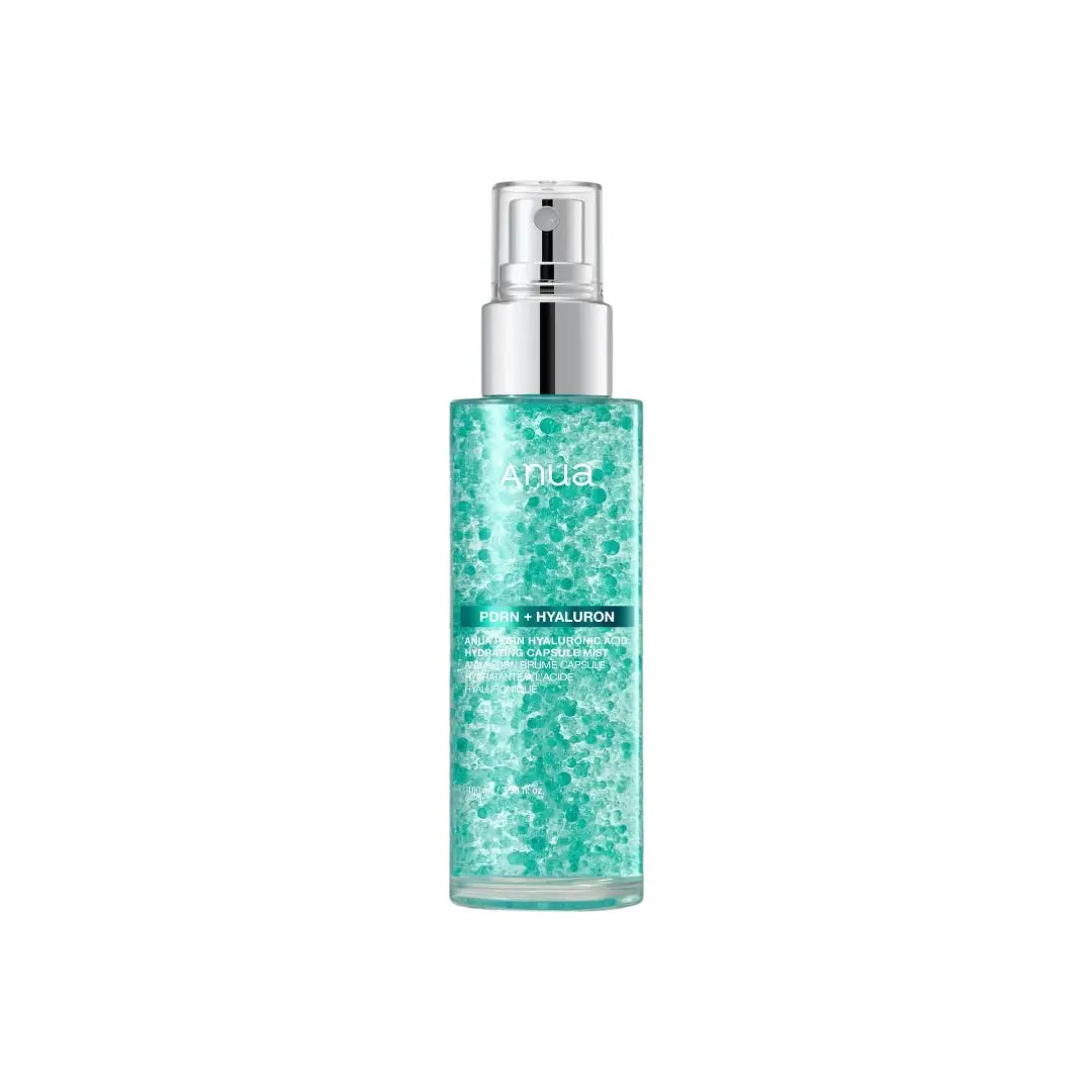 Anua Dewy Glow PDRN Hyaluron Hydrating Capsule Mist 100ml hydrating facial mist bottle for radiant, moisturized-looking skin.