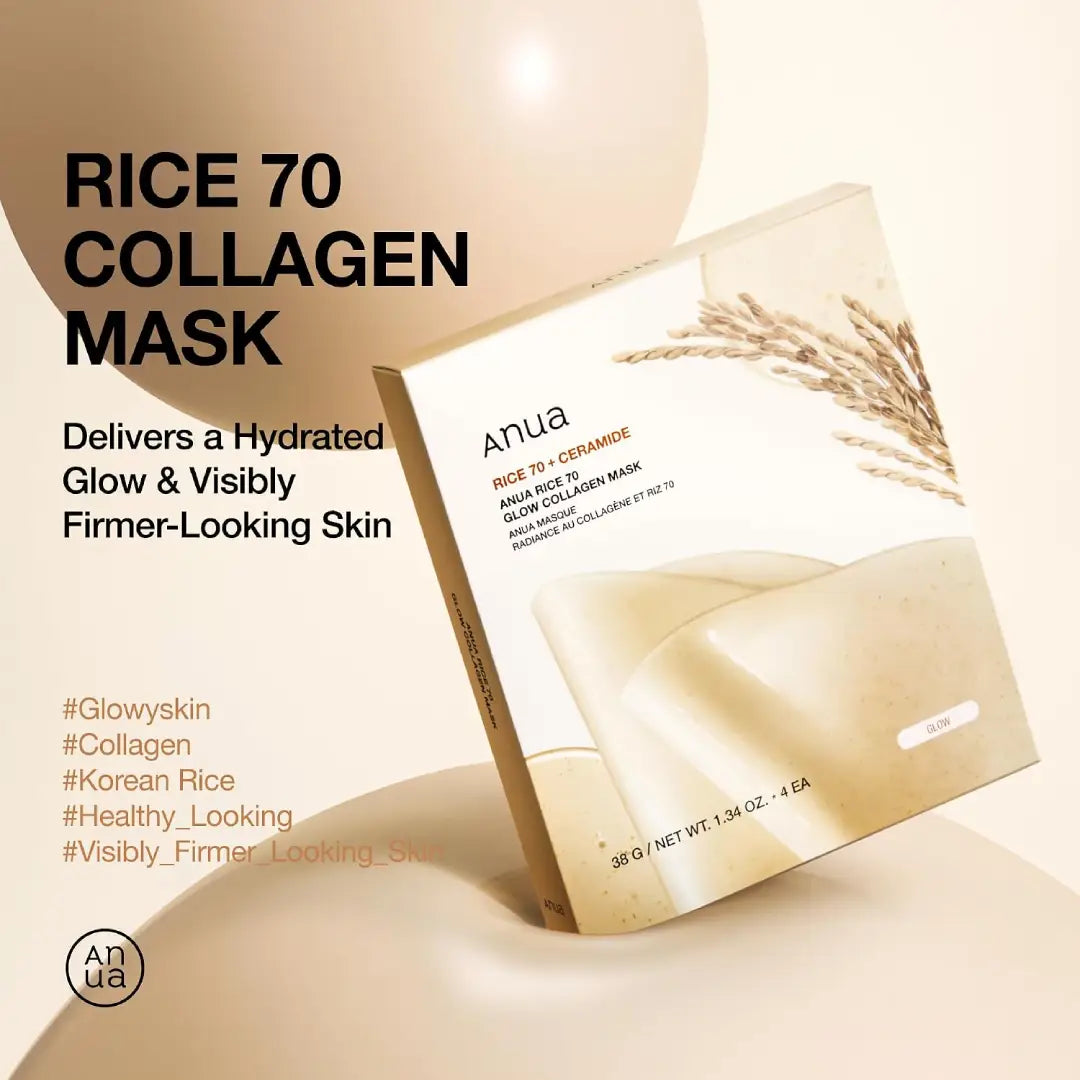 Anua Rice 70+ Ceramide Glow Collagen Mask 38g 4s