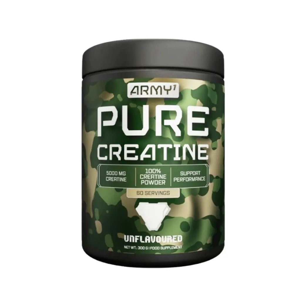 Army1 Pure Creatine Monohydrate 300g Unflavoured 60 Servings Performance and Strength Support Supplement