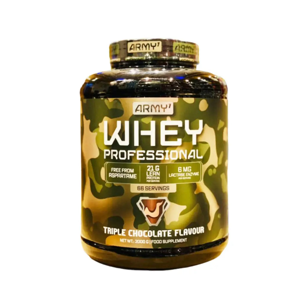 Army 1 Whey Professional Protein Powder – Triple Chocolate Flavor | 2000g (66 Servings)