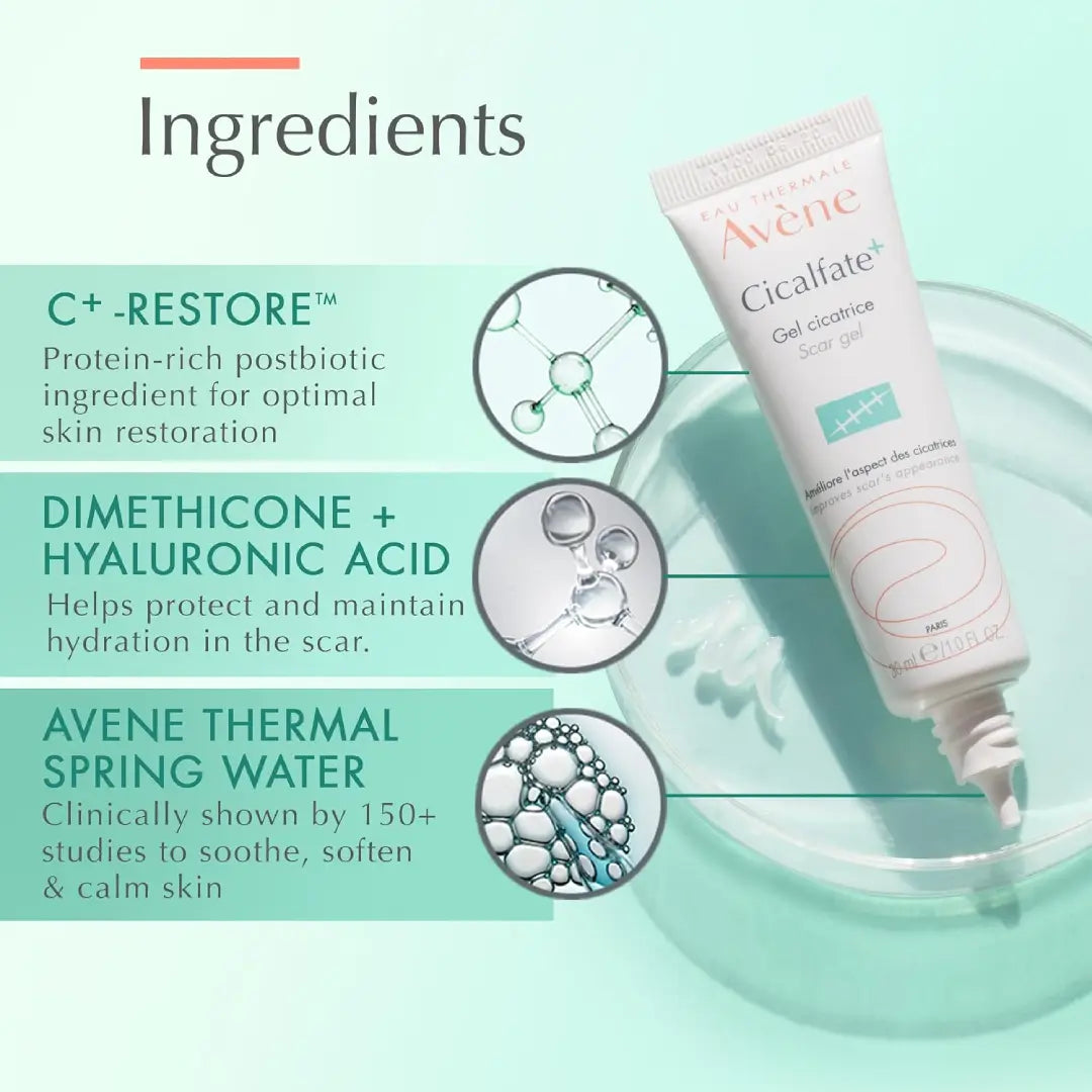 Avène Cicalfate+ Scar Gel 30ml – Scar Care Gel with Hyaluronic Acid & C+-Restore
