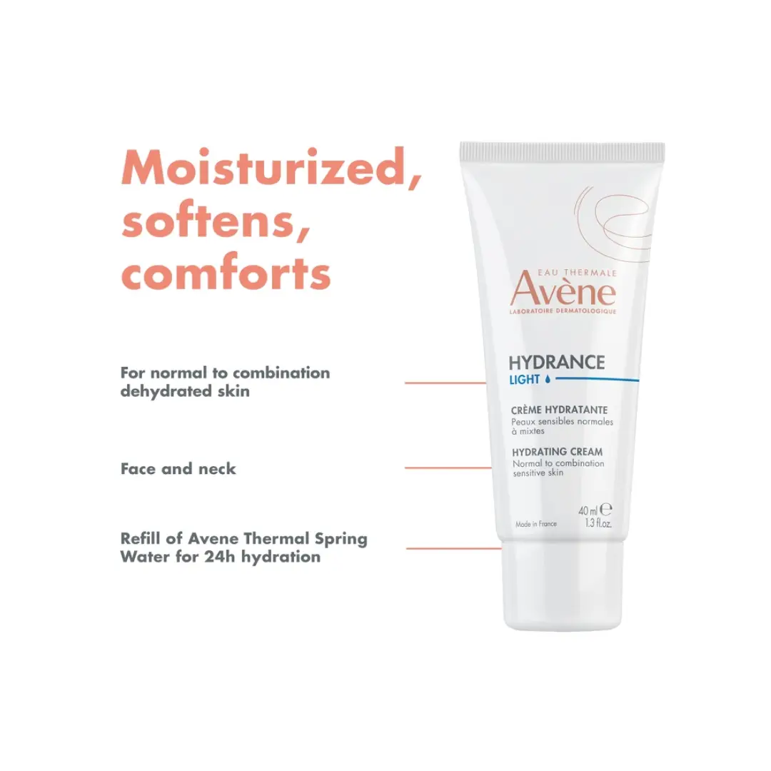 Avène Hydrance Light Hydrating Cream 40ml – 24H Moisturizer for Normal to Combination Skin