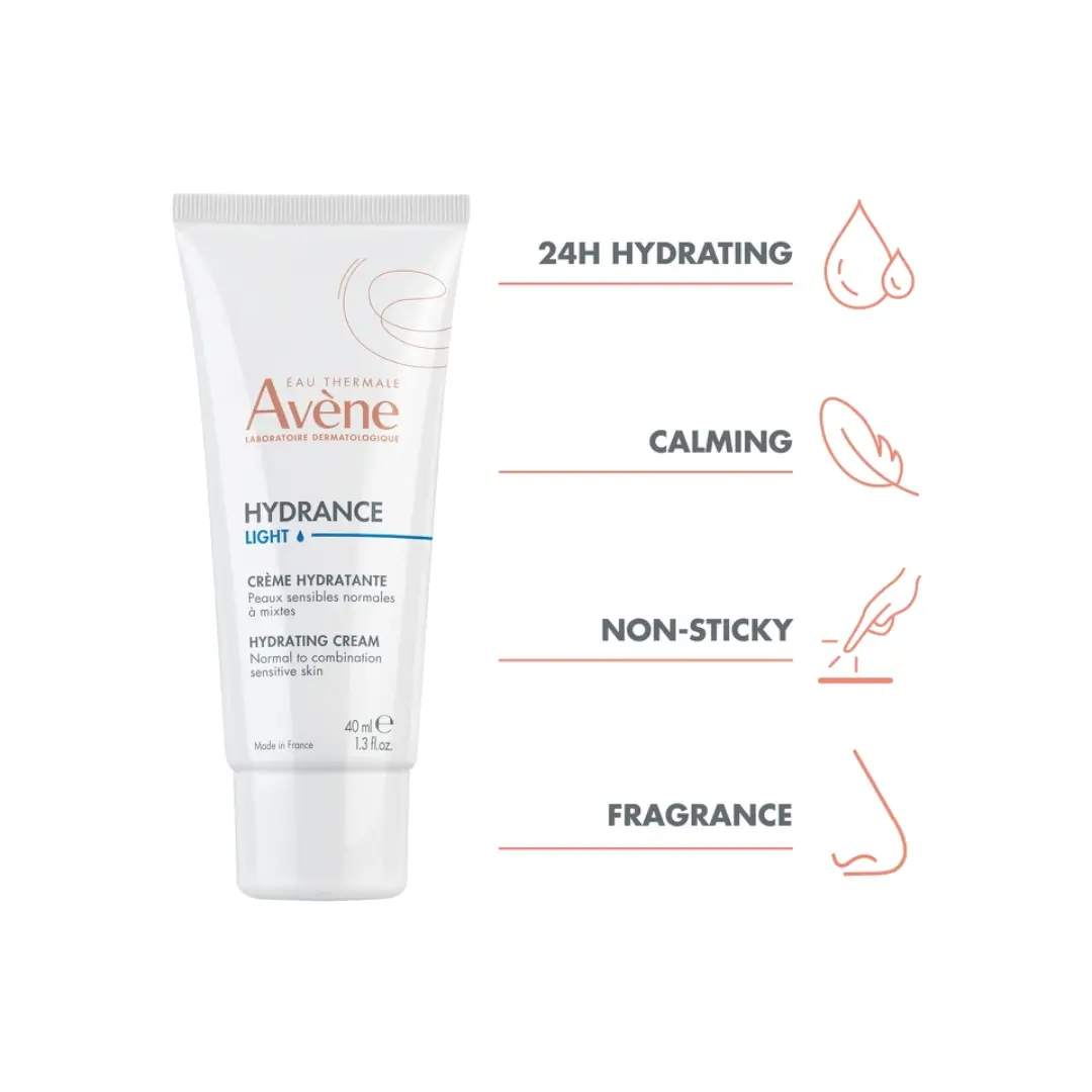 Avène Hydrance Light Hydrating Cream 40ml – 24H Moisturizer for Normal to Combination Skin