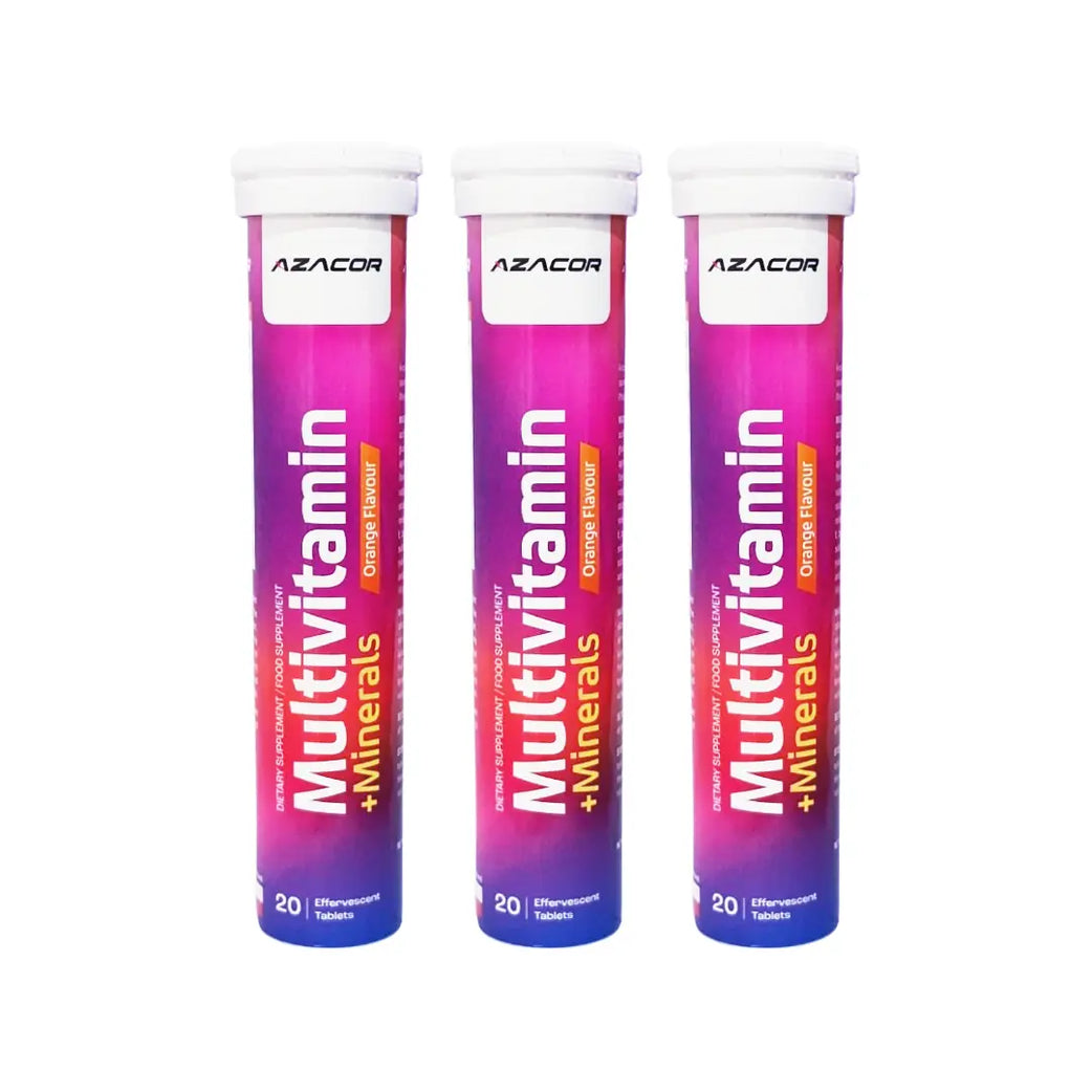 Azacor Multivitamin+Minerals Effervescent Orange 20s 3pcs