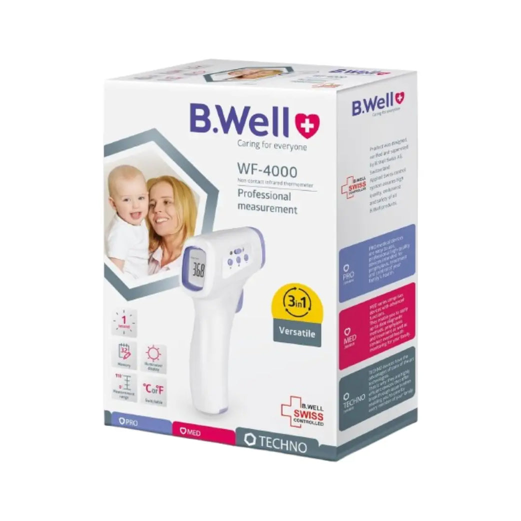 B.Well Non-Contact Infrared Thermometer WF-4000 – 3-in-1 Forehead, Object & Room Temperature Thermometer