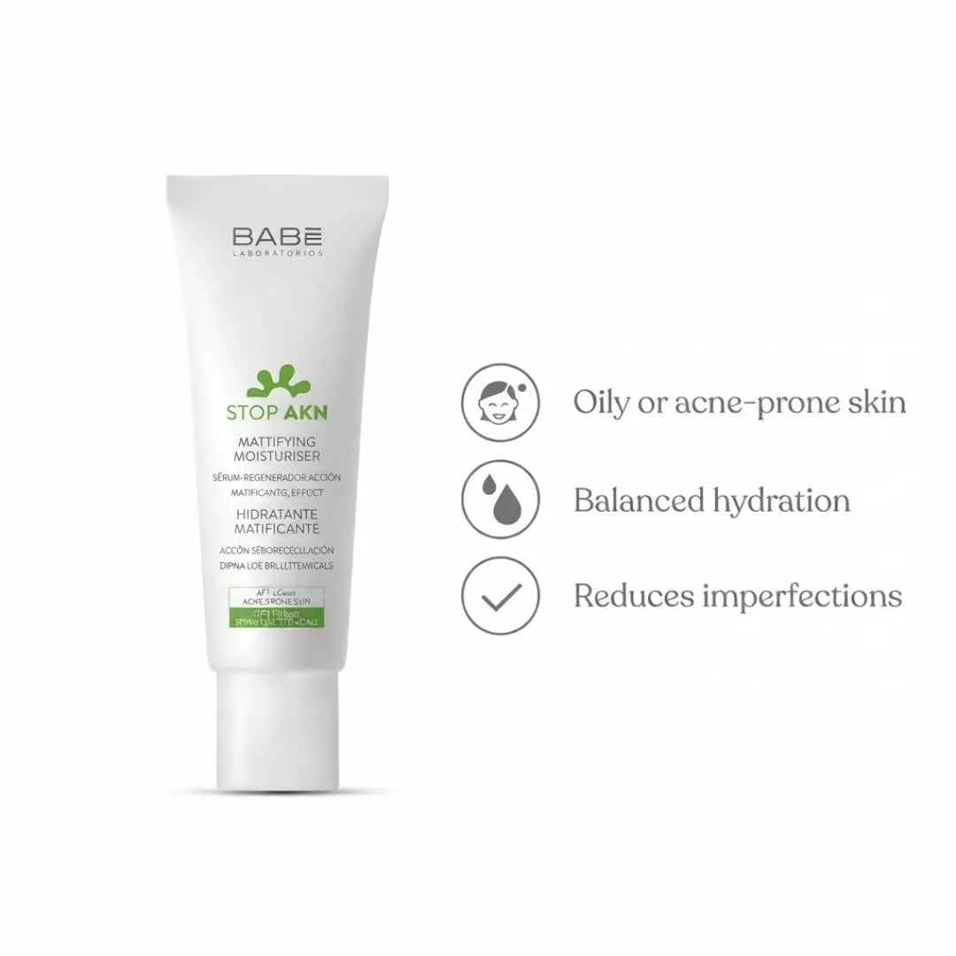 BABÉ Stop AKN Mattifying Moisturiser 50ml – Oil Control Face Cream for Acne-Prone Skin