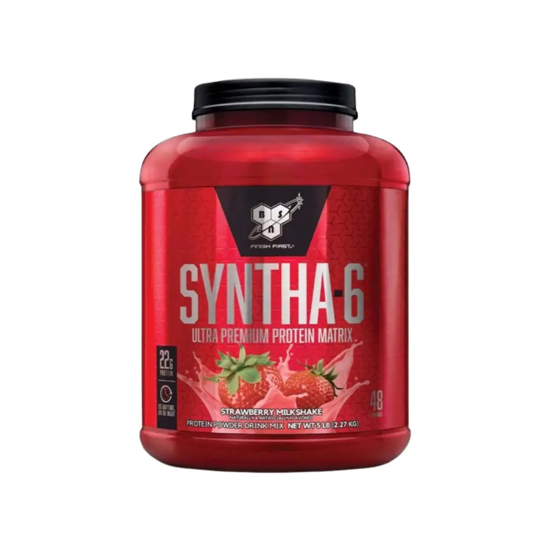 BSN Syntha-6 Ultra Premium Protein Powder Strawberry Milkshake 5lb – Multi-Source Protein Blend 48 Servin