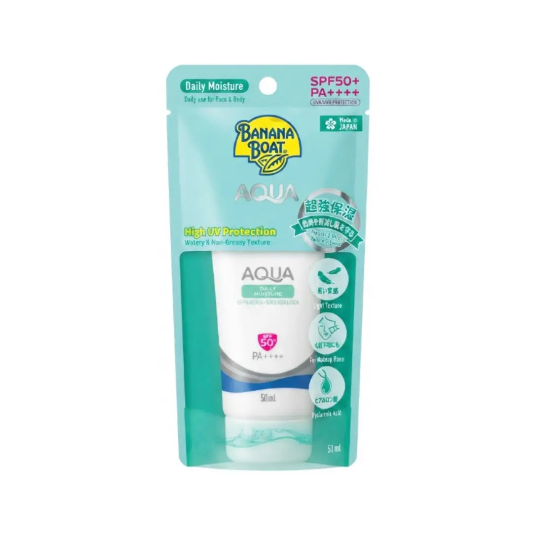 Banana Boat Aqua Daily Moisture High UV Protection Sunscreen Lotion SPF50 50ml – Lightweight Hydrating Facial Sunscreen