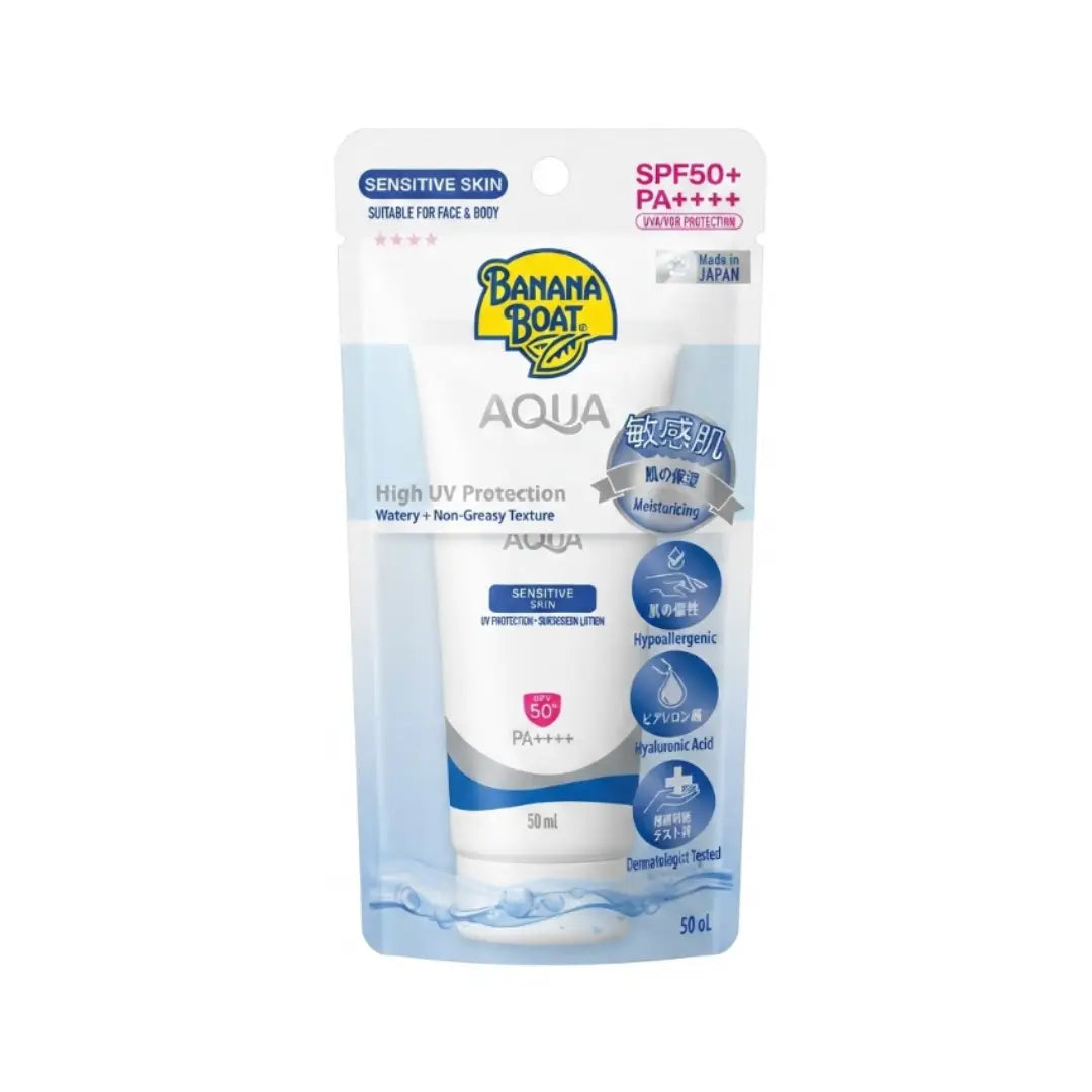 Banana Boat Aqua Sensitive Skin Sunscreen Lotion SPF50+ 50ml – Lightweight Facial Sunscreen