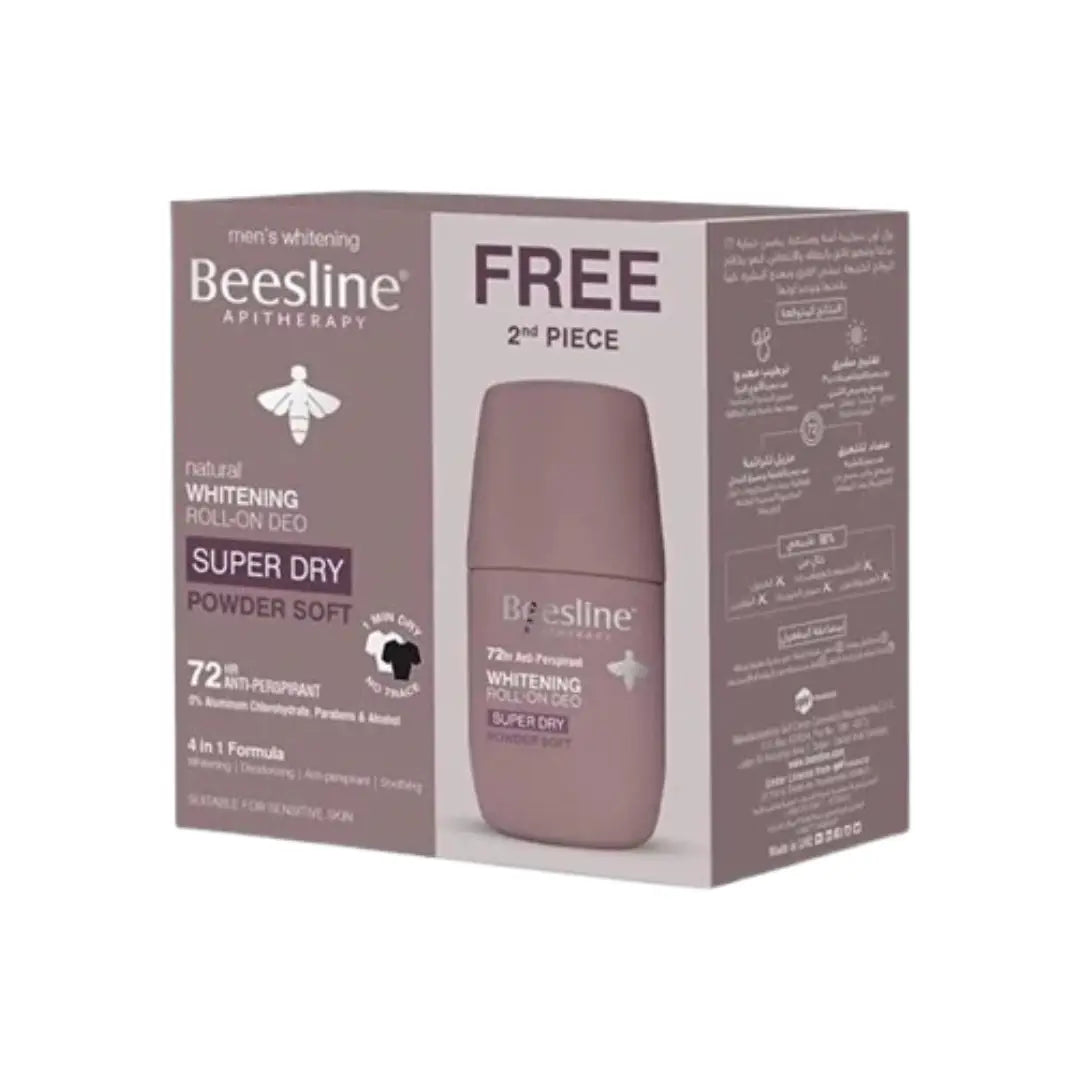 Beesline 72H Natural Whitening Deo Super Dry Powder Soft Roll On 50ml 1+1 Long Lasting Freshness Value Pack
