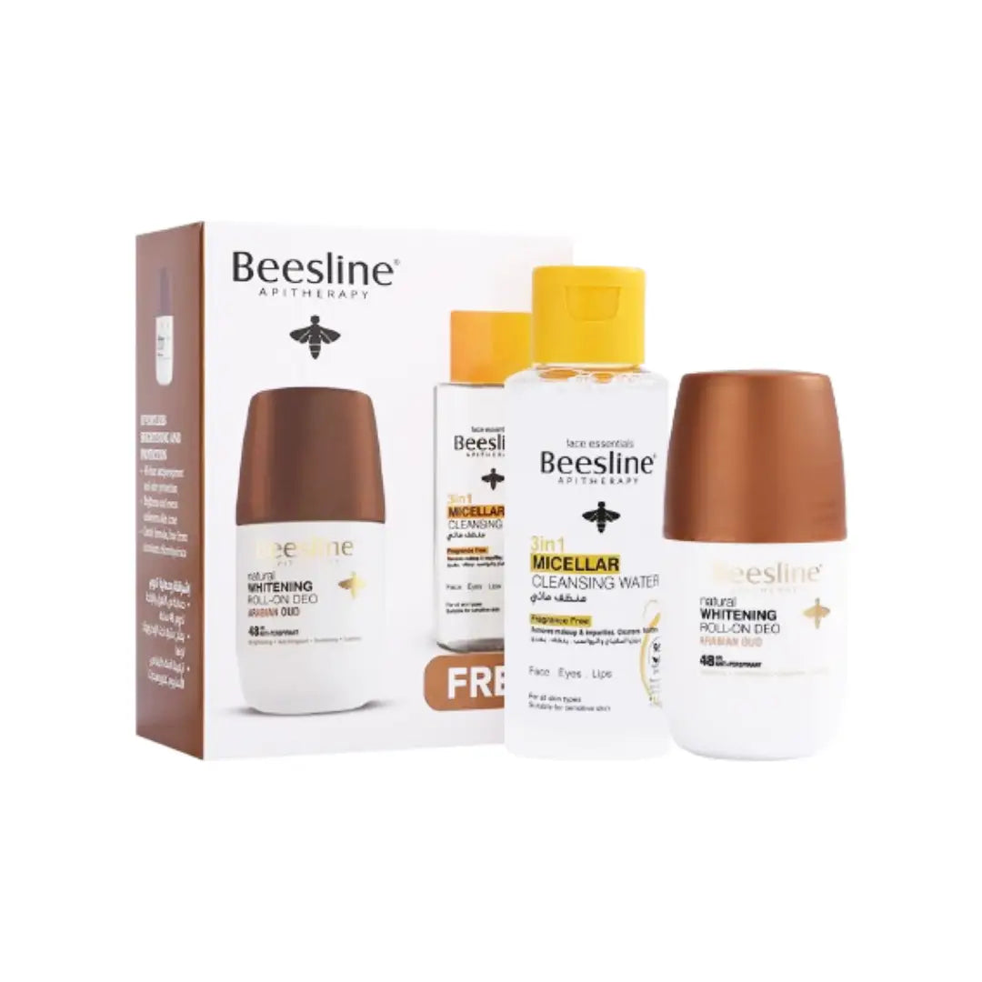 Beesline Arabian Oud Deo Roll On 50ml and Micellar Cleansing Water 100ml Promo Pack Daily Freshness and Cleansing Duo
