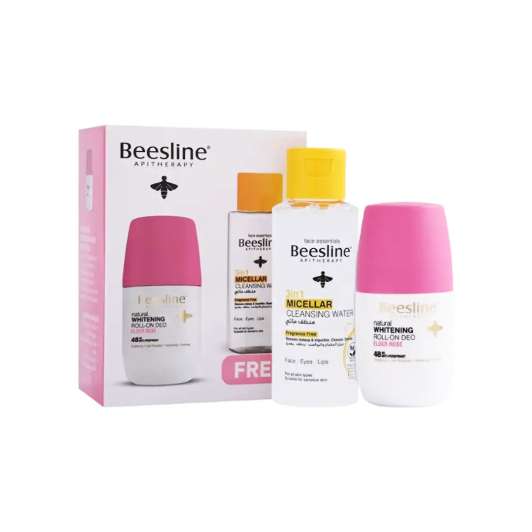 Beesline Elder Rose Deo Roll On 50ml and Micellar Cleansing Water 100ml Promo Pack for underarm freshness